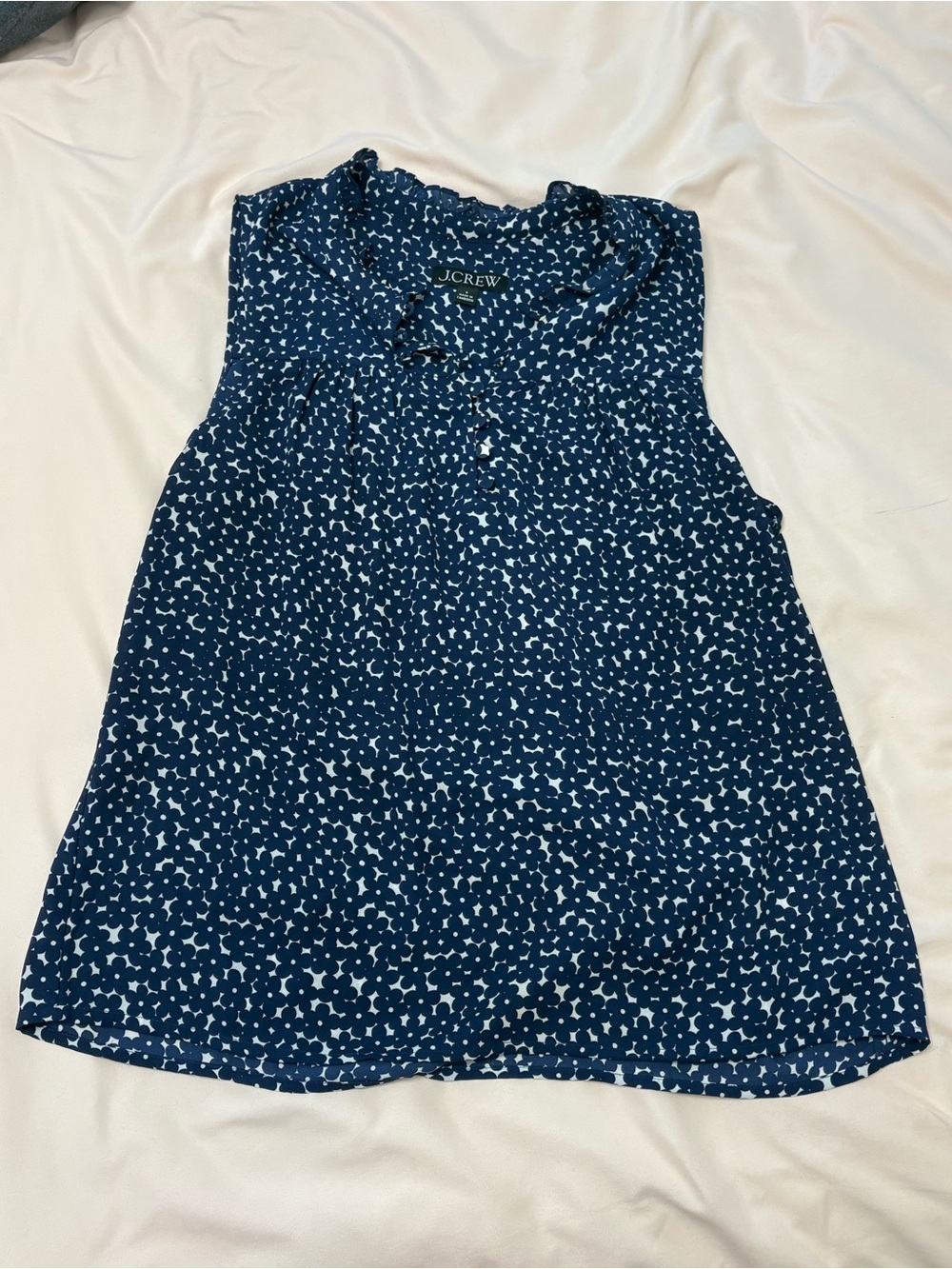 J. Crew Navy and White Sleeveless Printed Tank